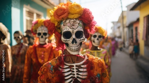 Colorful Revelry: Skeletons and Catrinas Bring Joy to the Streets