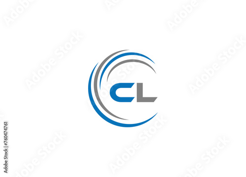 initial letter cl modern linked circle round lowercase logo pink
