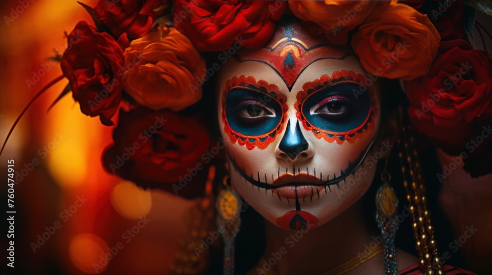 Intricate Close-up of Dia De Los Muertos Woman's Expressive Eyes, Echoing Vibrant Tales Intricate Close-up of Dia De Los Muertos Woman's Expressive Eyes, Echoing Vibrant Tales