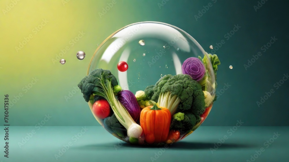 Fototapeta premium vegetables on bubble