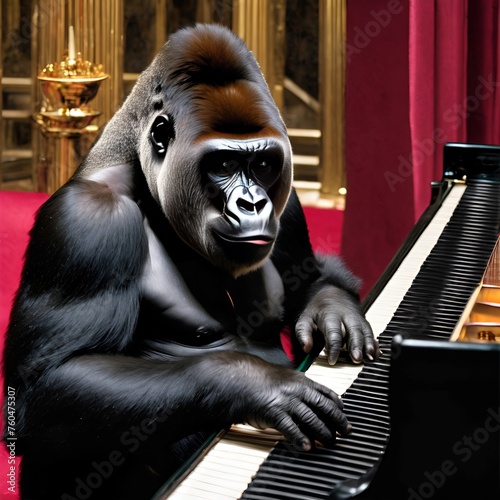 gorilla playing the piano. generative ai