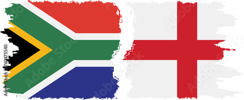England and South Africa grunge flags connection vector