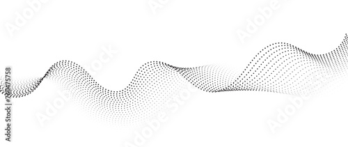 Flowing Dot Wave halftone gradient pattern on transparent background