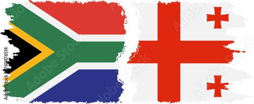 Georgia and South Africa grunge flags connection vector