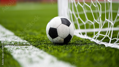 Soccer ball by the goal line © RISHAD