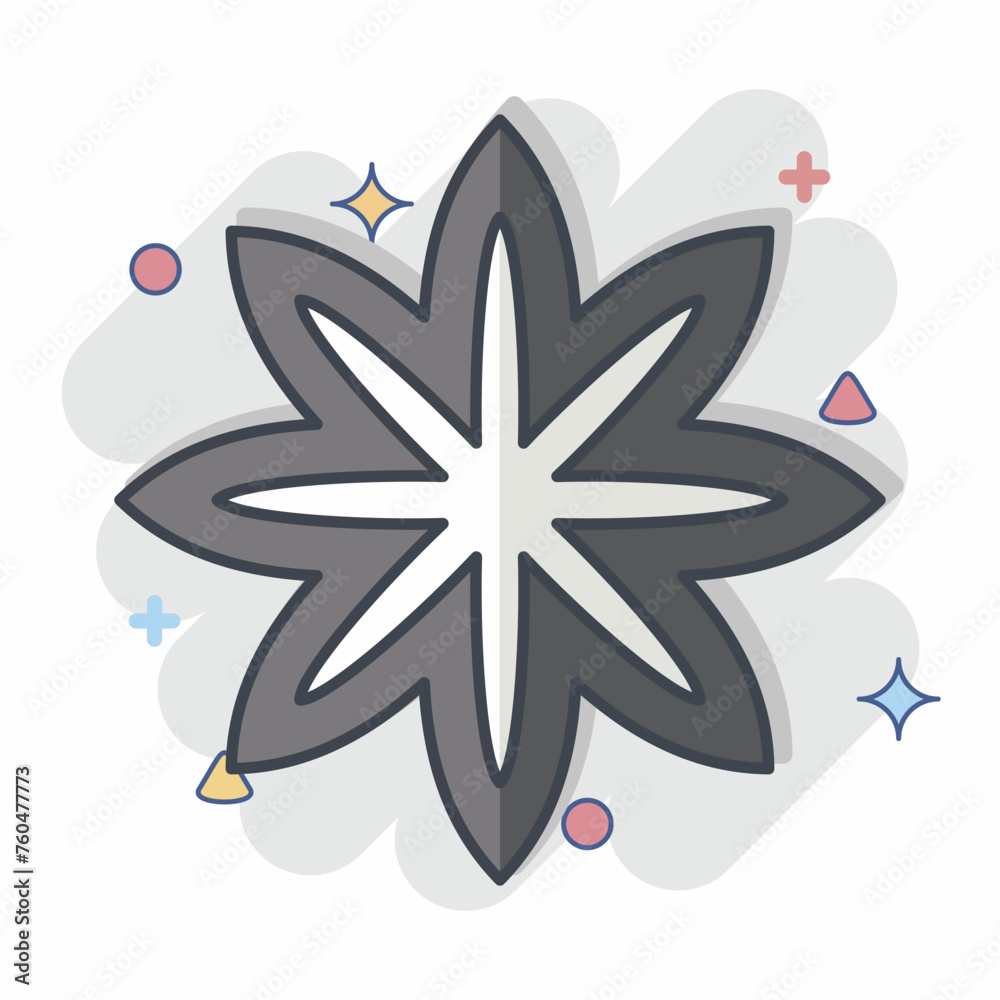 Icon Star Anise. related to Spice symbol. comic style. simple design editable. simple illustration