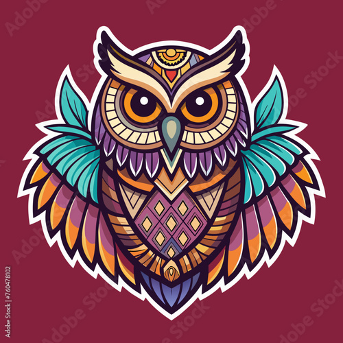 Feathers of Fate - Design a t-shirt sticker showcasing an owl with intricate patterns on its feathers, accompanied by a poetic ode to the owl as a symbol of fate and destiny