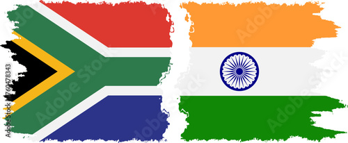 India and South Africa grunge flags connection vector