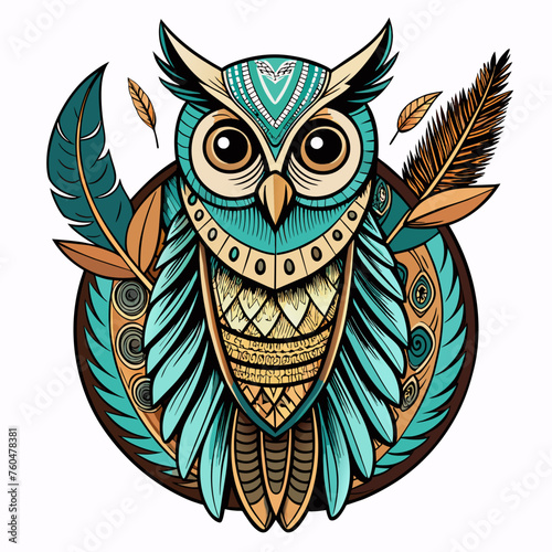 Feathers of Fate - Design a t-shirt sticker showcasing an owl with intricate patterns on its feathers, accompanied by a poetic ode to the owl as a symbol of fate and destiny