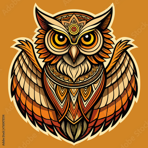 Feathers of Fate - Design a t-shirt sticker showcasing an owl with intricate patterns on its feathers, accompanied by a poetic ode to the owl as a symbol of fate and destiny