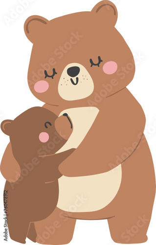 Retro Mothers Day Bear and Cub Family Moments Vintage