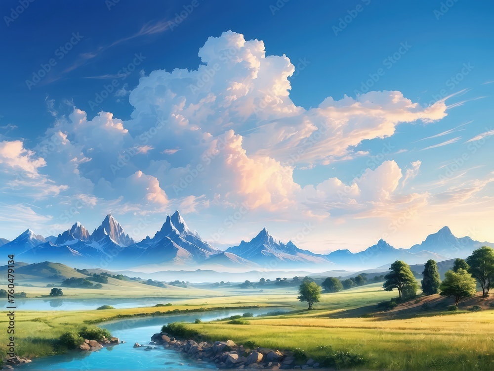 landscape with lake and mountains landscape with lake and mountains