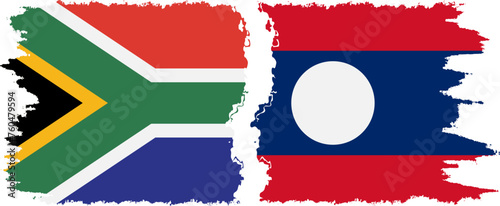 Laos and South Africa grunge flags connection vector