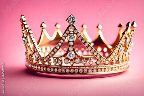 golden crown on pink background