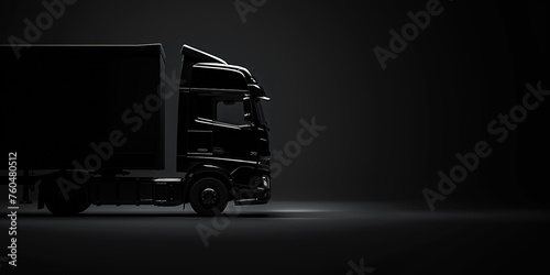 Silhouette of a truck on a dark background with subtle lighting. photo