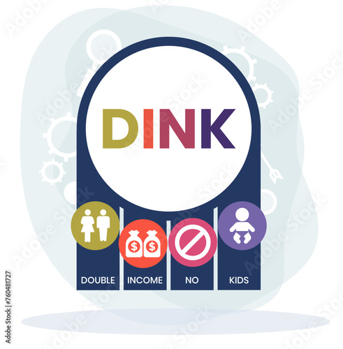 DINK Dual Income No Kids acronym. vector illustration concept with keywords and icons. lettering illustration with icons for web banner, flyer