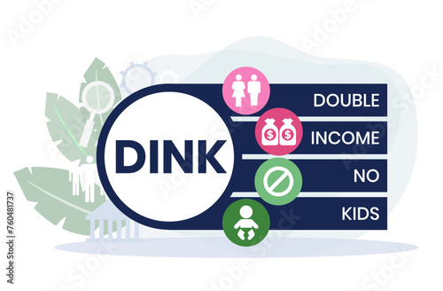 DINK Dual Income No Kids acronym. vector illustration concept with keywords and icons. lettering illustration with icons for web banner, flyer
