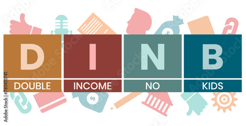 DINK Dual Income No Kids acronym. vector illustration concept with keywords and icons. lettering illustration with icons for web banner, flyer