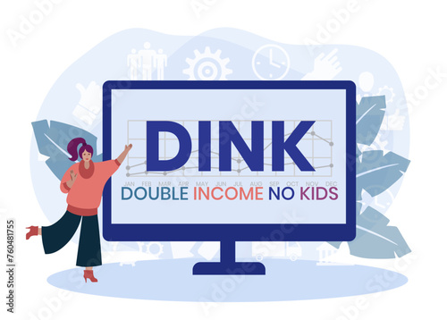 DINK Dual Income No Kids acronym. vector illustration concept with keywords and icons. lettering illustration with icons for web banner, flyer