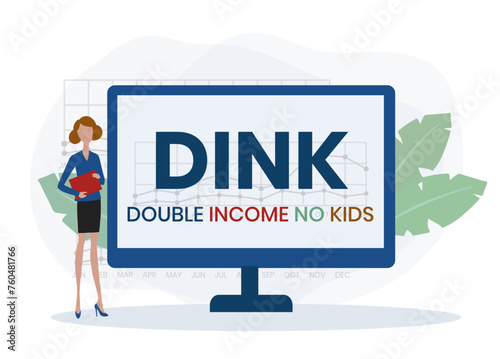 DINK Dual Income No Kids acronym. vector illustration concept with keywords and icons. lettering illustration with icons for web banner, flyer