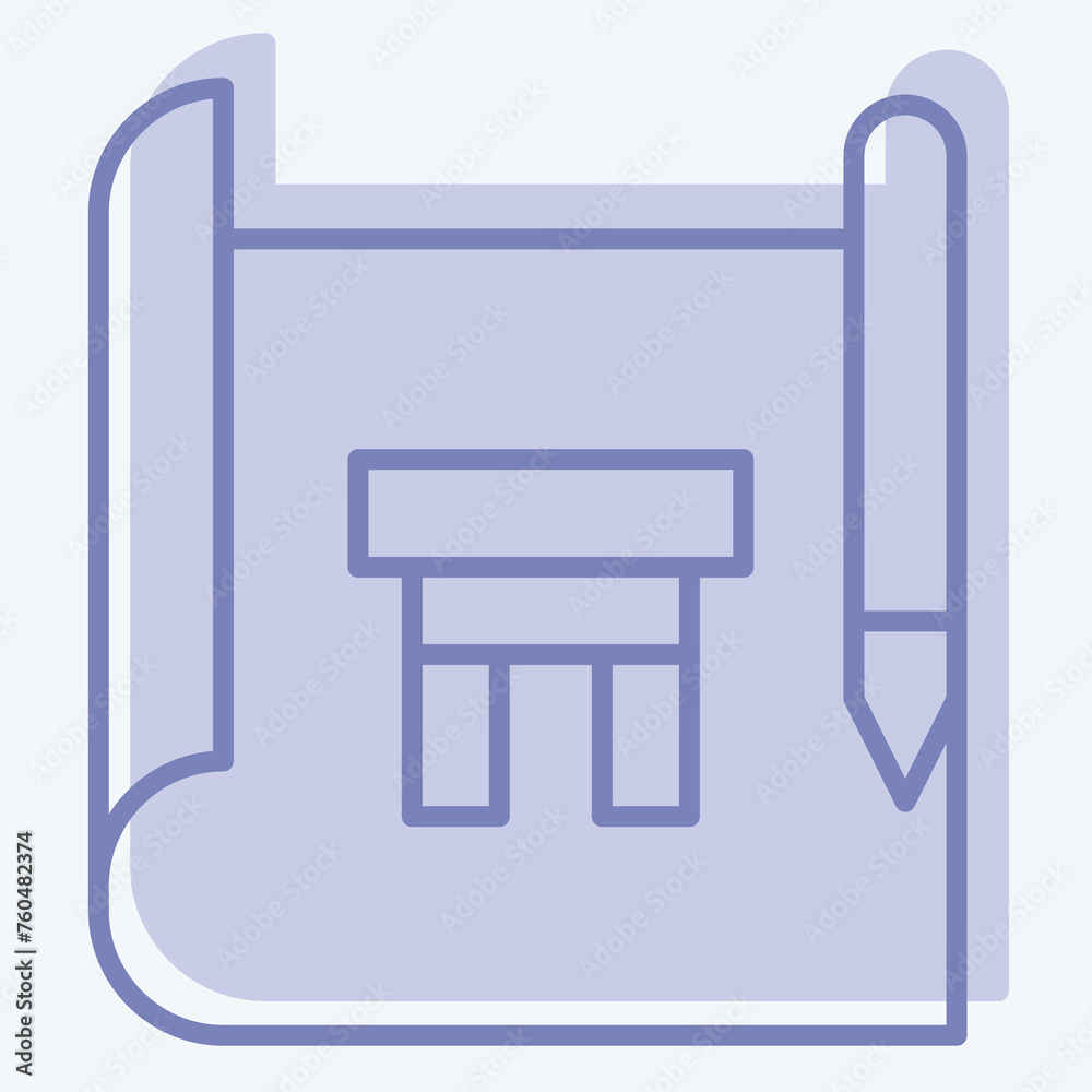 Icon Drawing. related to Carpentry symbol. two tone style. simple design editable. simple illustration Icon Drawing. related to Carpentry symbol. two tone style. simple design editable. simple illustration