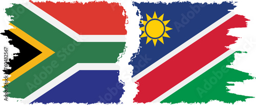 Namibia and South Africa grunge flags connection vector