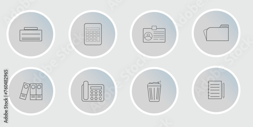 Office and business environment icons pack icons vector collection