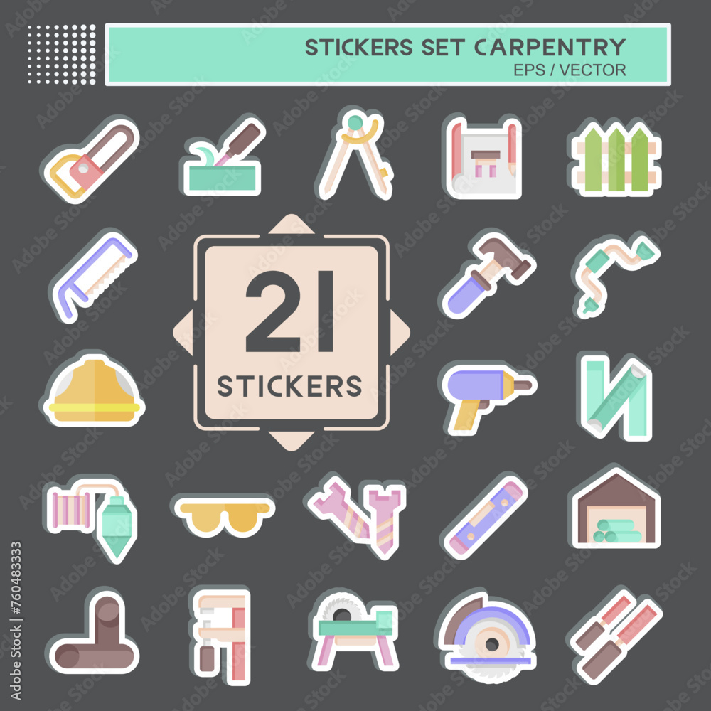 Sticker Set Carpentry. related to building tool symbol. simple design editable. simple illustration Sticker Set Carpentry. related to building tool symbol. simple design editable. simple illustration