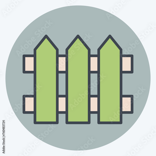 Icon Fence. related to Carpentry symbol. color mate style. simple design editable. simple illustration