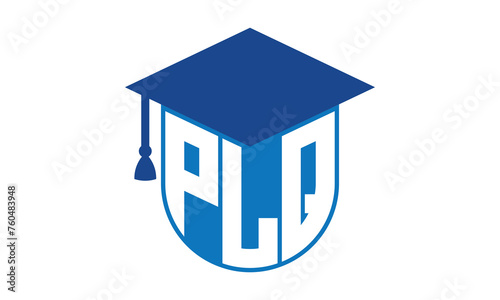 PLQ initial letter academic logo design vector template. school college logo, university logo, graduation cap logo, institute logo, educational logo, library logo, teaching logo, book shop, varsity photo