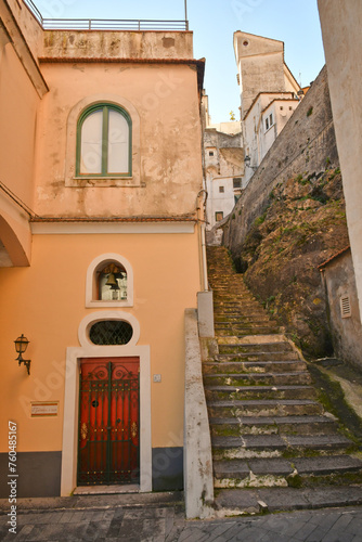 Fototapeta Naklejka Na Ścianę i Meble -  A characteristic narrow street in the villages of the Amalfi coast in Italy.