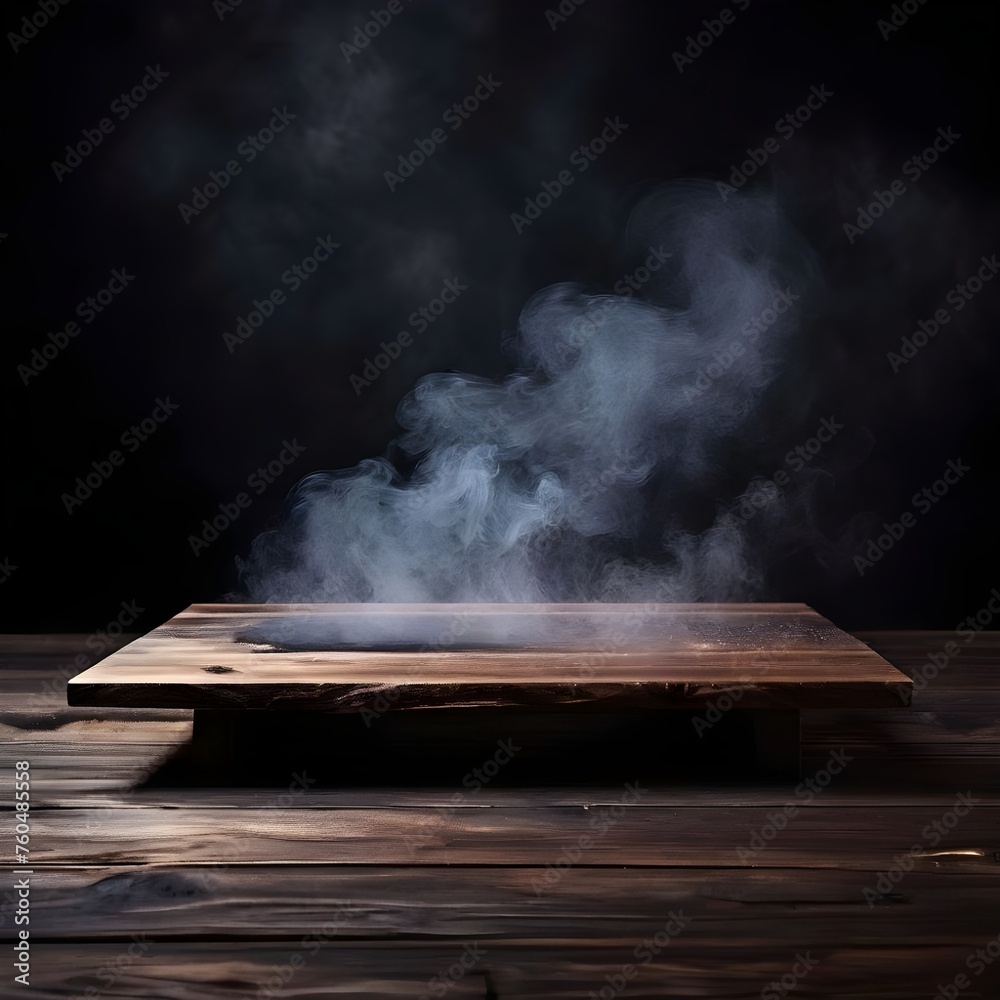 empty old circular wooden table with smoke, Ai Generated empty old circular wooden table with smoke, Ai Generated