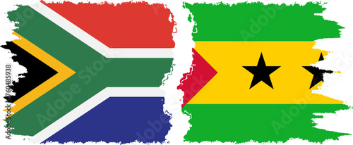 Sao Tome and Principe and South Africa grunge flags connection vector