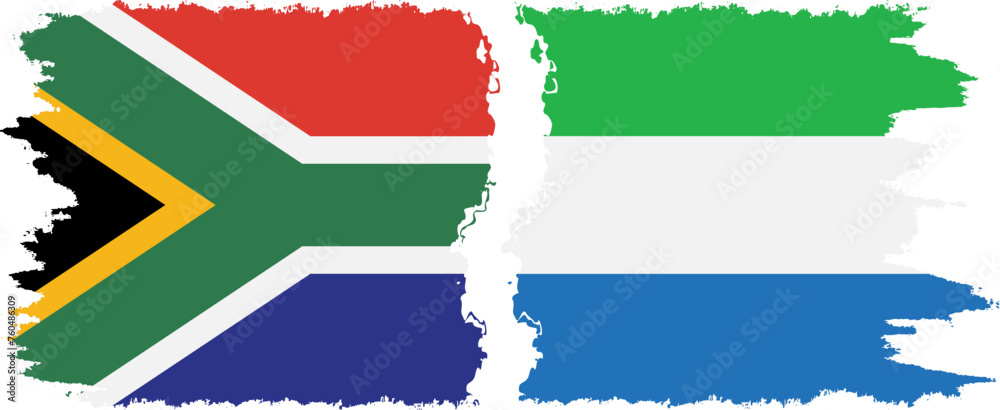 Fototapeta premium Sierra Leone and South Africa grunge flags connection vector