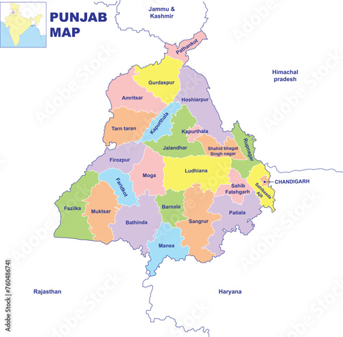 Punjab map vector illustration on white background photo