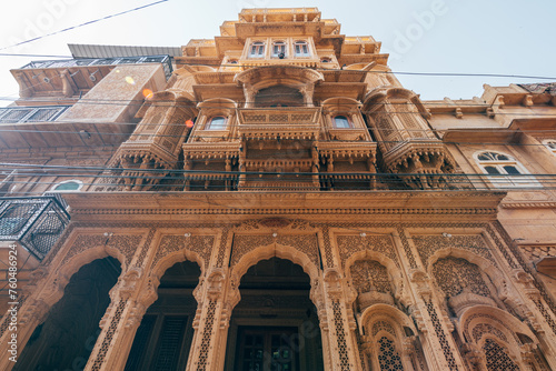 street view of jaisalmer golden city, india photo