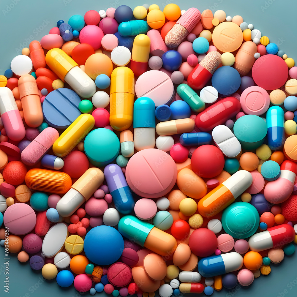 Collection of colorful pills and tablets