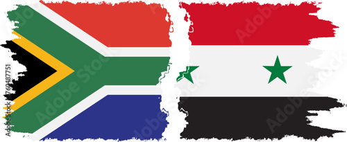 Syria and South Africa grunge flags connection vector