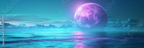 cinematic scene of a purple moon. 