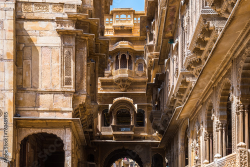 architecture of traditional haveli house in jaisalmer  india