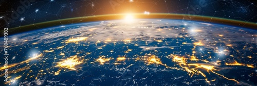 Earth interconnected by cutting edge perceptron lines facilitating global network connection photo