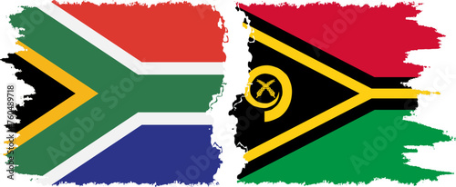 Vanuatu and South Africa grunge flags connection vector
