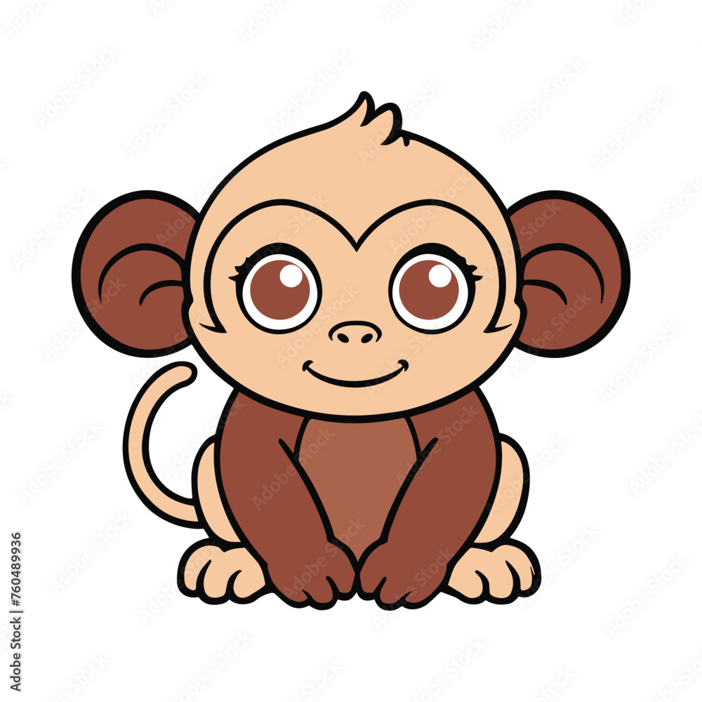 Obraz premium Minimalistic baby vector Art of monkey illustration