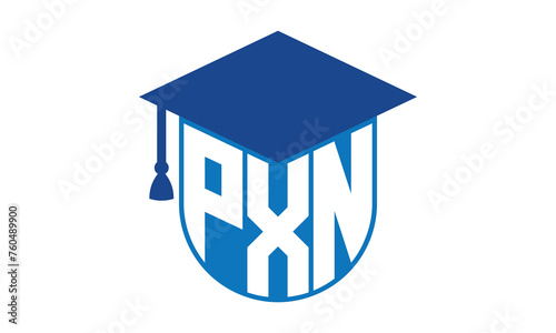 PXN initial letter academic logo design vector template. school college logo, university logo, graduation cap logo, institute logo, educational logo, library logo, teaching logo, book shop, varsity photo