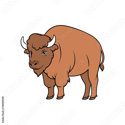 Strong American Bison Illustration, Vector Illustration of bison, Buffalo