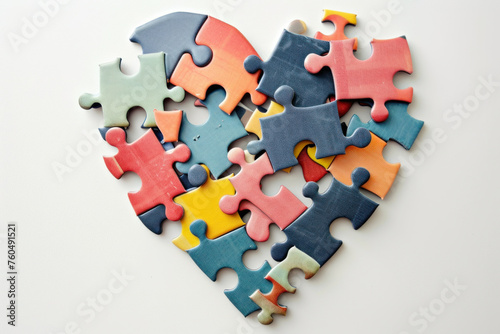 Heart made of colorful puzzle pieces
