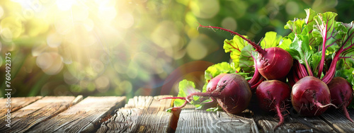 freshly picked beets on the background of nature photo