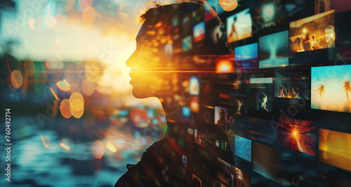 Silhouette Media Streaming News Screens Television