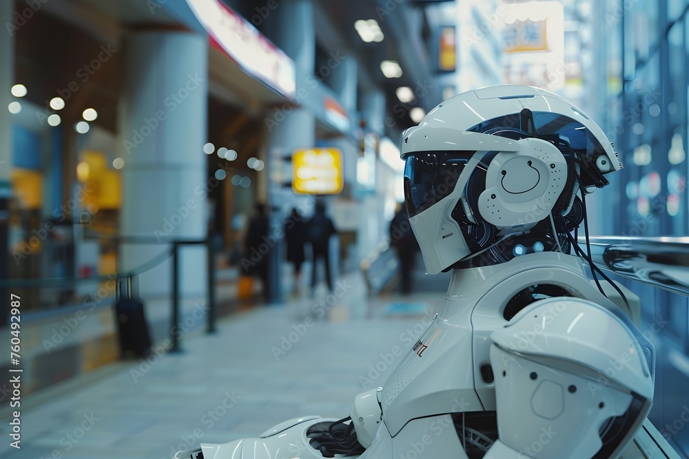 Robot Securing and Assisting in Futuristic Airport Terminal Robot Securing and Assisting in Futuristic Airport Terminal