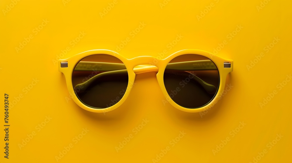 studio shot of yellow sunglasses. summer is coming concept - obrazy, fototapety, plakaty 